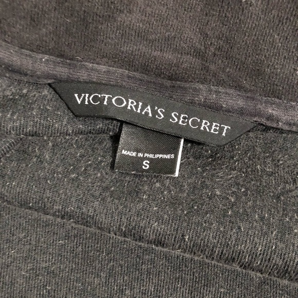 Victoria’s Secret Black Velour Gold Stripe Y2K Zip Up Track Jacket Size Small - Picture 6 of 8